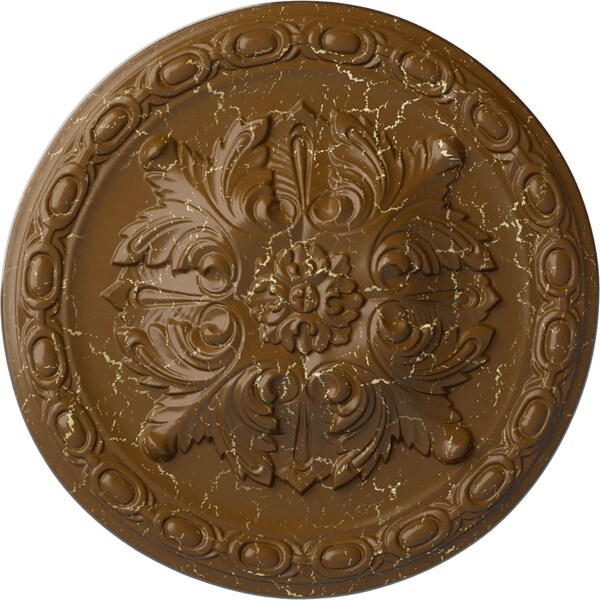 Ekena Millwork Stockport Ceiling Medallion, Hand-Painted Smokey Topaz Crackle, 11 3/4"OD x 3/8"P CM12STSTC - main